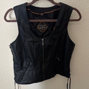 Renegade Classic Black Leather Women's motorcycle vest.